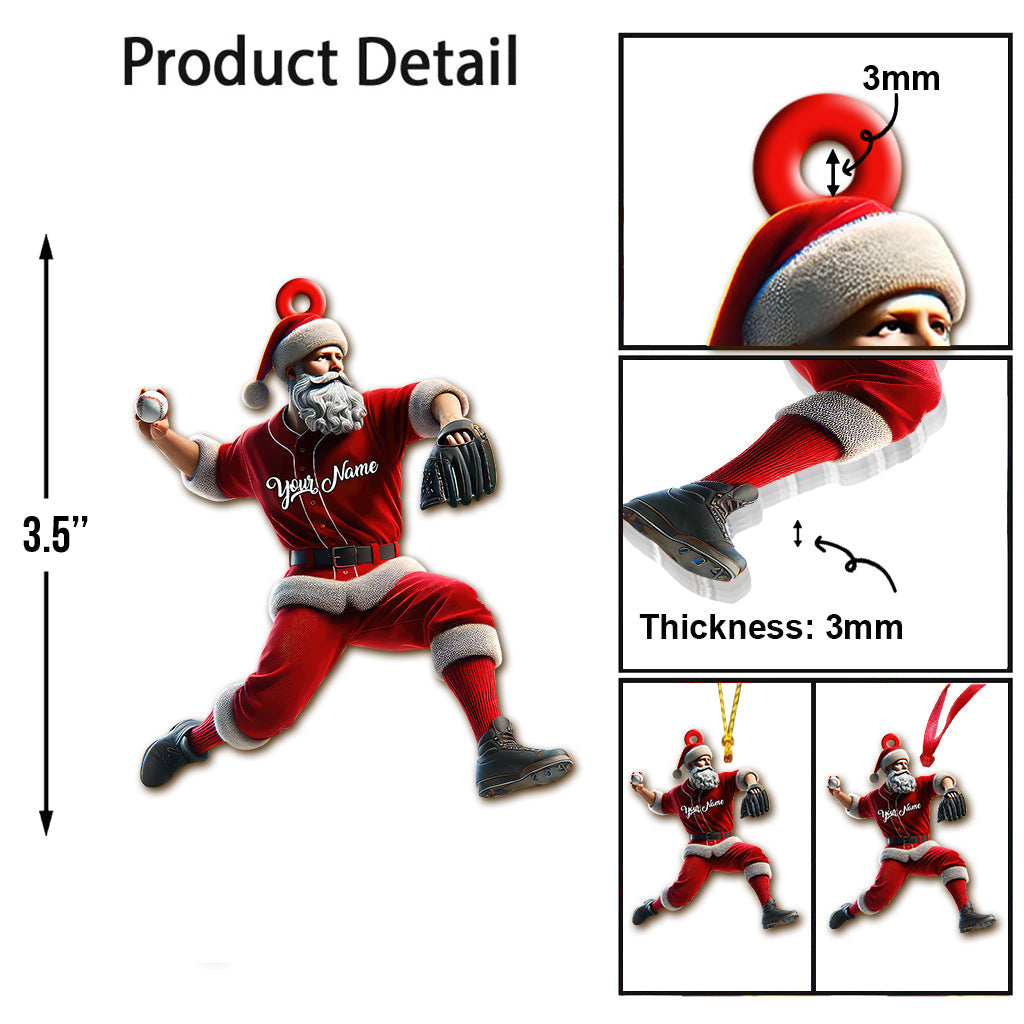 Blisscorners Custom Name Baseball Santa Ornament, Baseball Lover Christmas Gift2D Flat LM2211