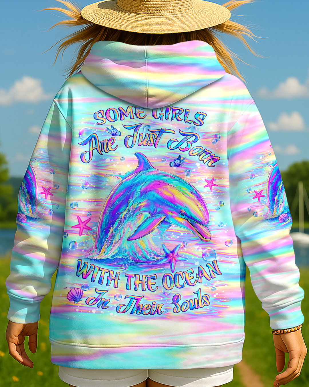 BLISSCORNERS SOME GIRLS ARE JUST BORN DOLPHIN ALL OVER PRINT