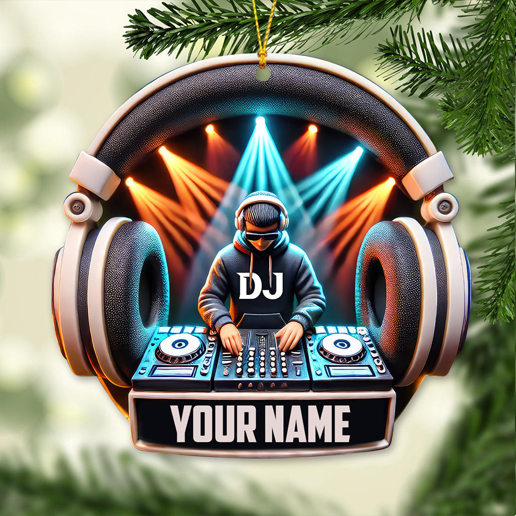 Blisscorners Custom Name Disc Jockey Ornament, DJ Christmas Gift2D Flat LM2111