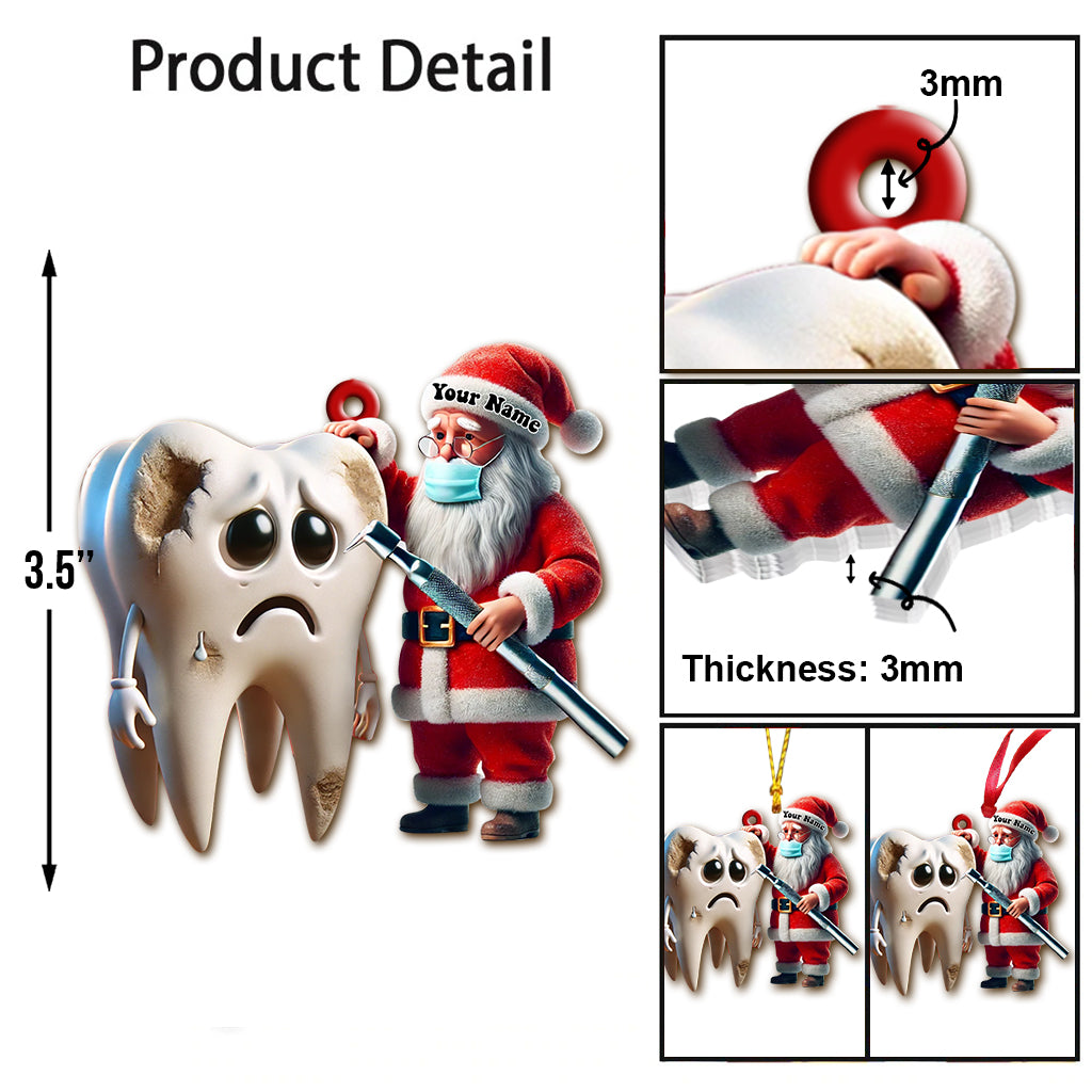 Blisscorners Custom Name Dentist Ornament, Christmas Gift for Dentist2D Flat LM2111
