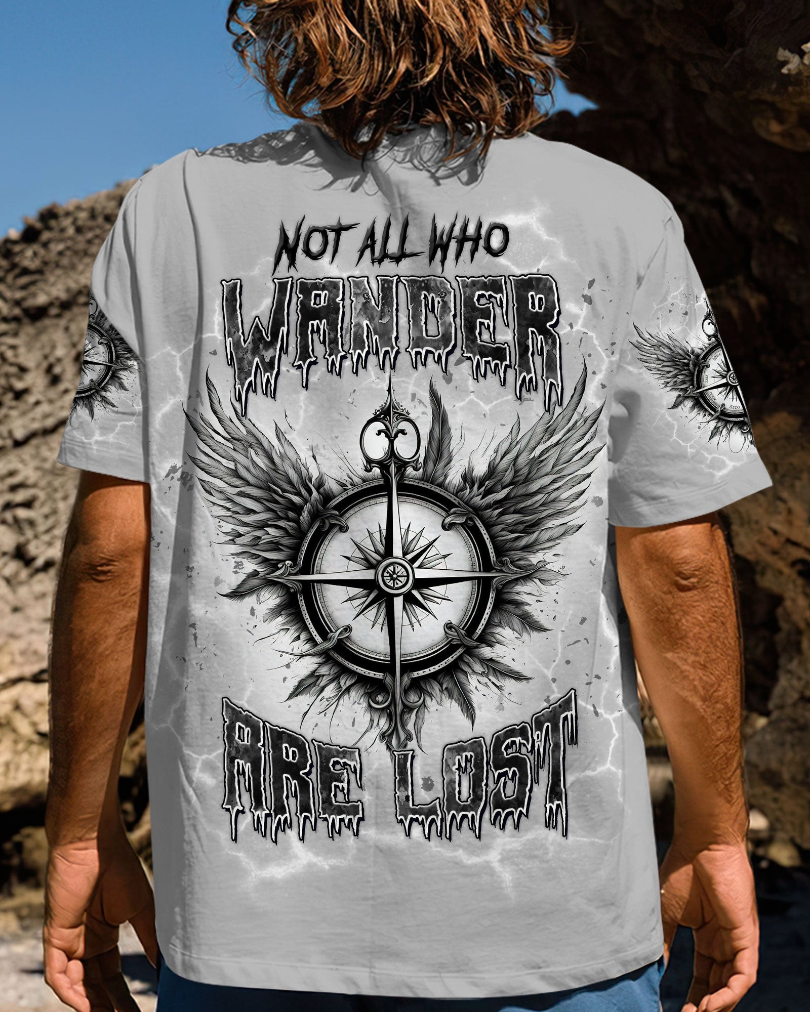 BLISSCORNERS NOT ALL WHO WANDER ARE LOST COMPASS ALL OVER PRINT