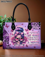 BLISSCORNERS A MOUTH I CAN'T CONTROL MESSY BUN SKULL LEATHER HANDBAG