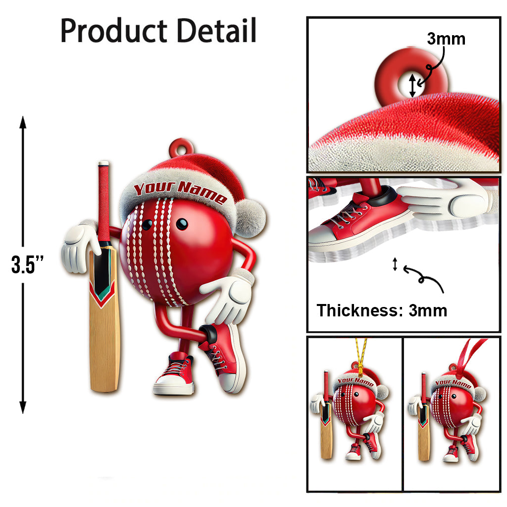Blisscorners Custom Name Cricket Ball Ornament, Cricket Ball Lover Christmas Gift2D Flat LM2211