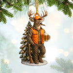 Blisscorners Deer Hunter Christmas Ornament, Custom Name Hunting Ornament, Beer & Buck Holiday Decor, Gift for Hunters and Outdoorsmen