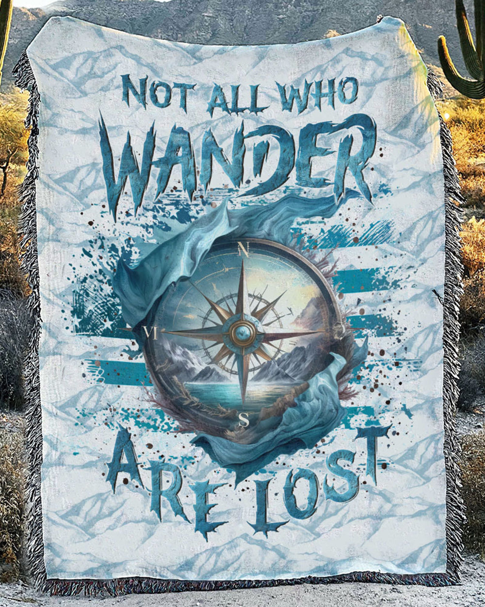 BLISSCORNERS NOT ALL WHO WANDER ARE LOST WOVEN AND FLEECE BLANKET