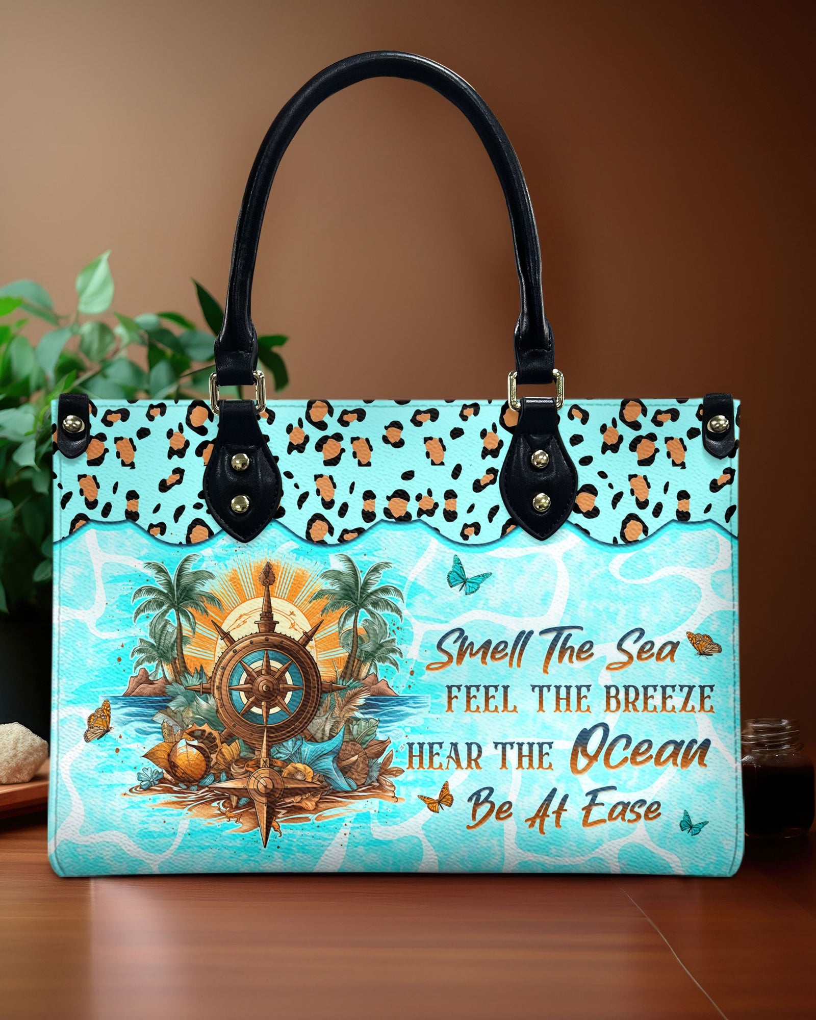 BLISSCORNERS SMELL THE SEA FEEL THE BREEZE LEATHER HANDBAG