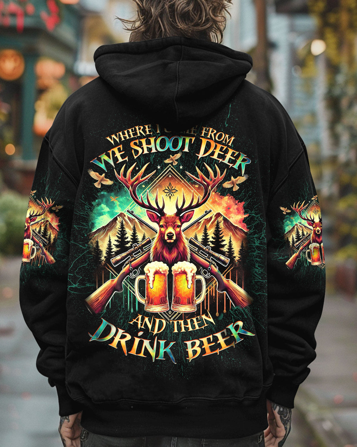 BLISSCORNERS WE SHOOT DEER AND THEN DRINK BEER ALL OVER PRINT