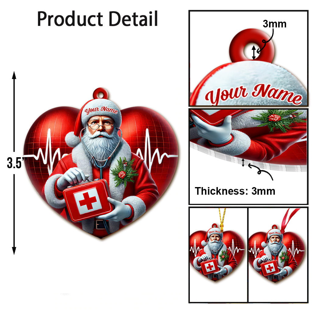 Blisscorners Custom Name Santa Nurse Ornament, Home Decor Christmas Gift2D Flat LM2211
