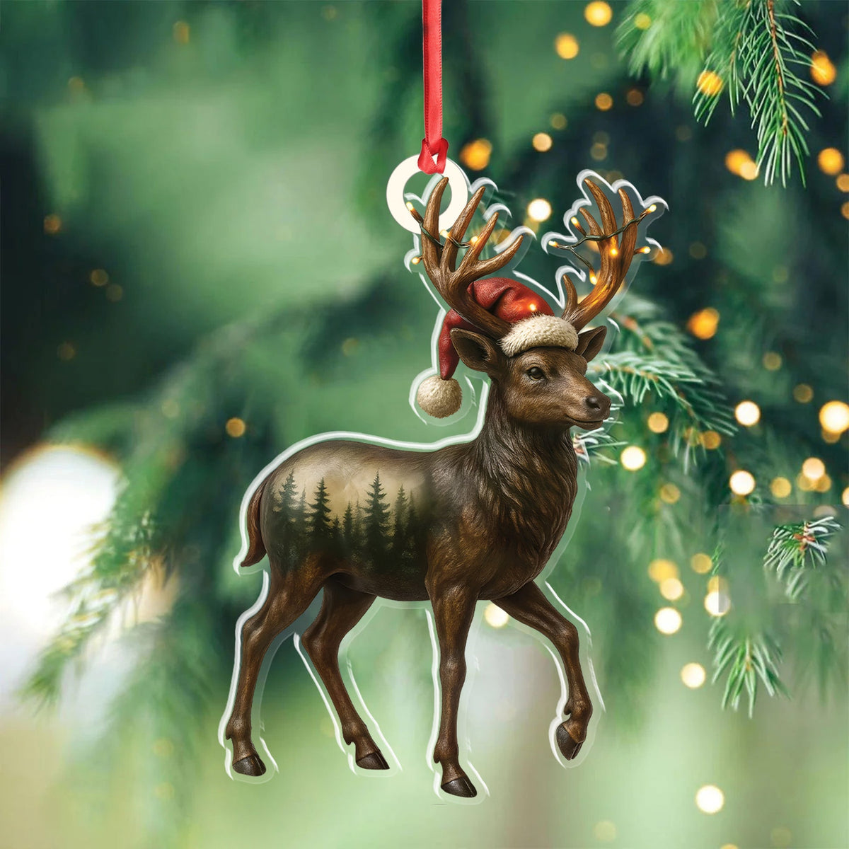 Blisscorners Rustic Deer Christmas Ornament, Woodland Reindeer Holiday Tree Decoration LM0411