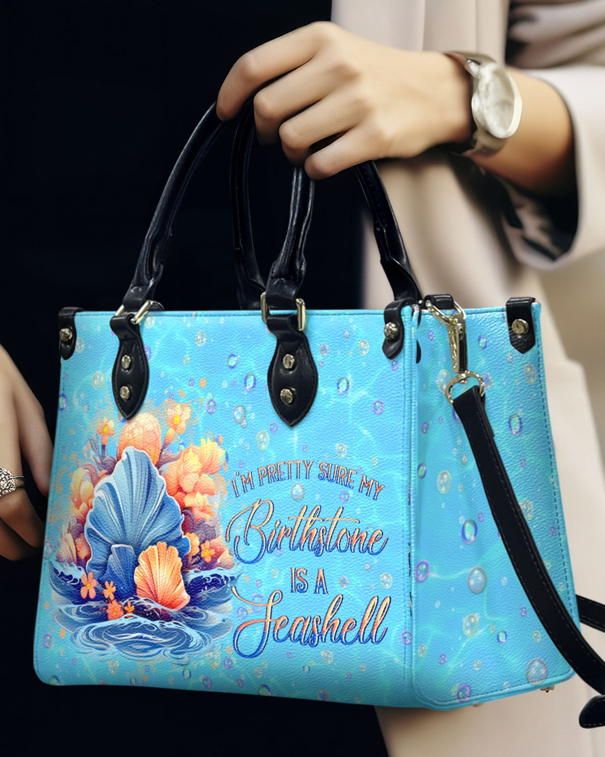 BLISSCORNERS I'M PRETTY SURE MY BIRTHSTONE LEATHER HANDBAG