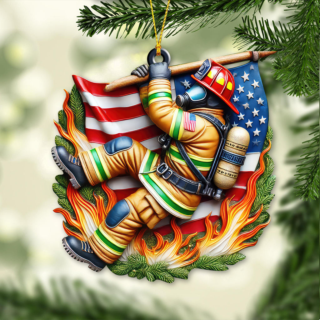 Blisscorners Custom Name Firefighter Ornament, Firefighter Memorial Christmas Gift2D Flat LM2211