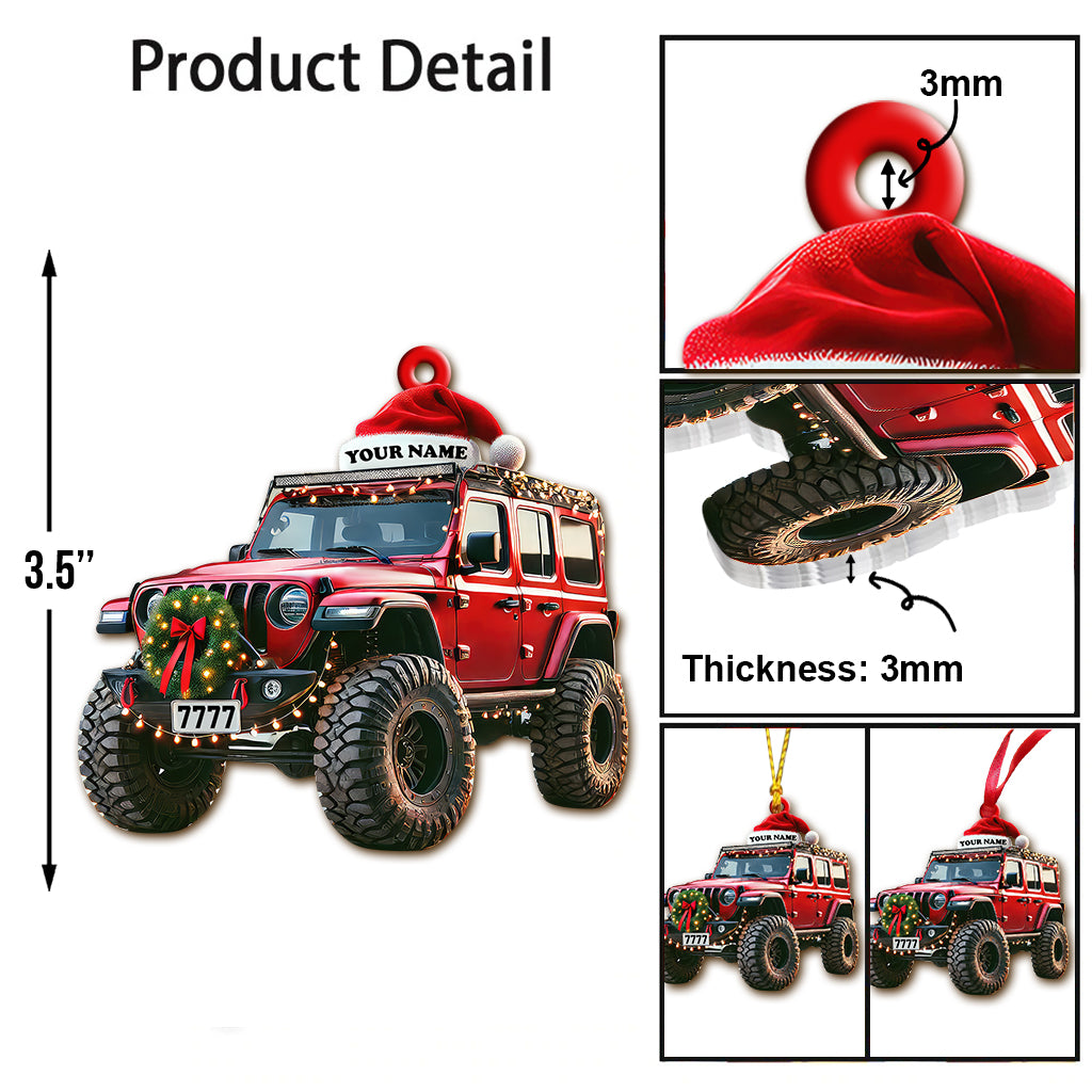 Blisscorners Custom Name Jeep Ornament, Christmas Gift for Jeep Lover2D Flat LM2211