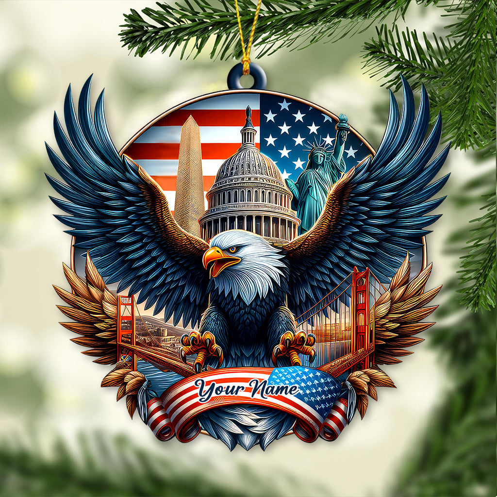 Blisscorners Custom Name American Ornament, Christmas Gift for American Lover2D Flat LM2211