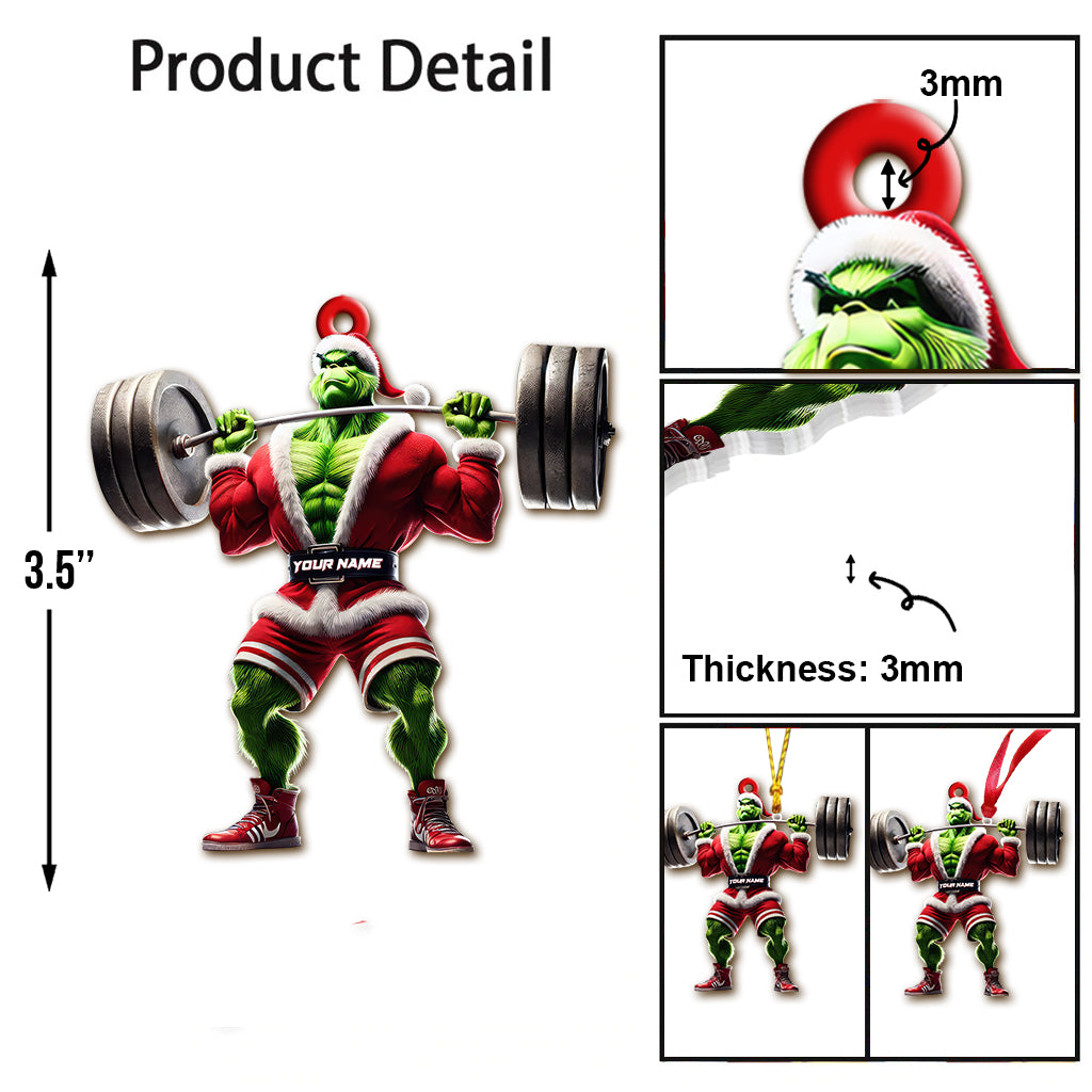 Blisscorners Custom Name Grinch Gym Ornament, Gymnastics Christmas Gift2D Flat LM2111