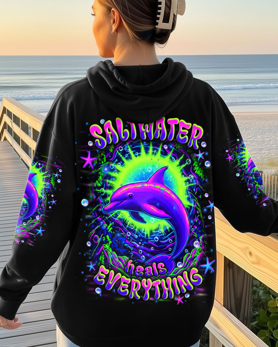 BLISSCORNERS SALTWATER HEALS EVERYTHING DOLPHIN ALL OVER PRINT