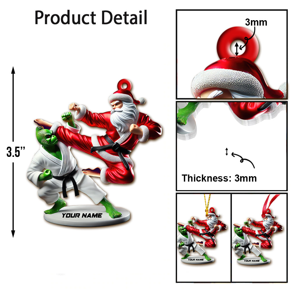 Blisscorners Custom Name Santa Karate Ornament, Santa Karate Christmas Gift2D Flat LM2111