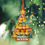 Blisscorners Personalized Funny Rubber Duck Acrylic Christmas Tree Ornament - Custom Name Xmas Decoration for Hunter or Family, Cute Holiday Ornament LM0411