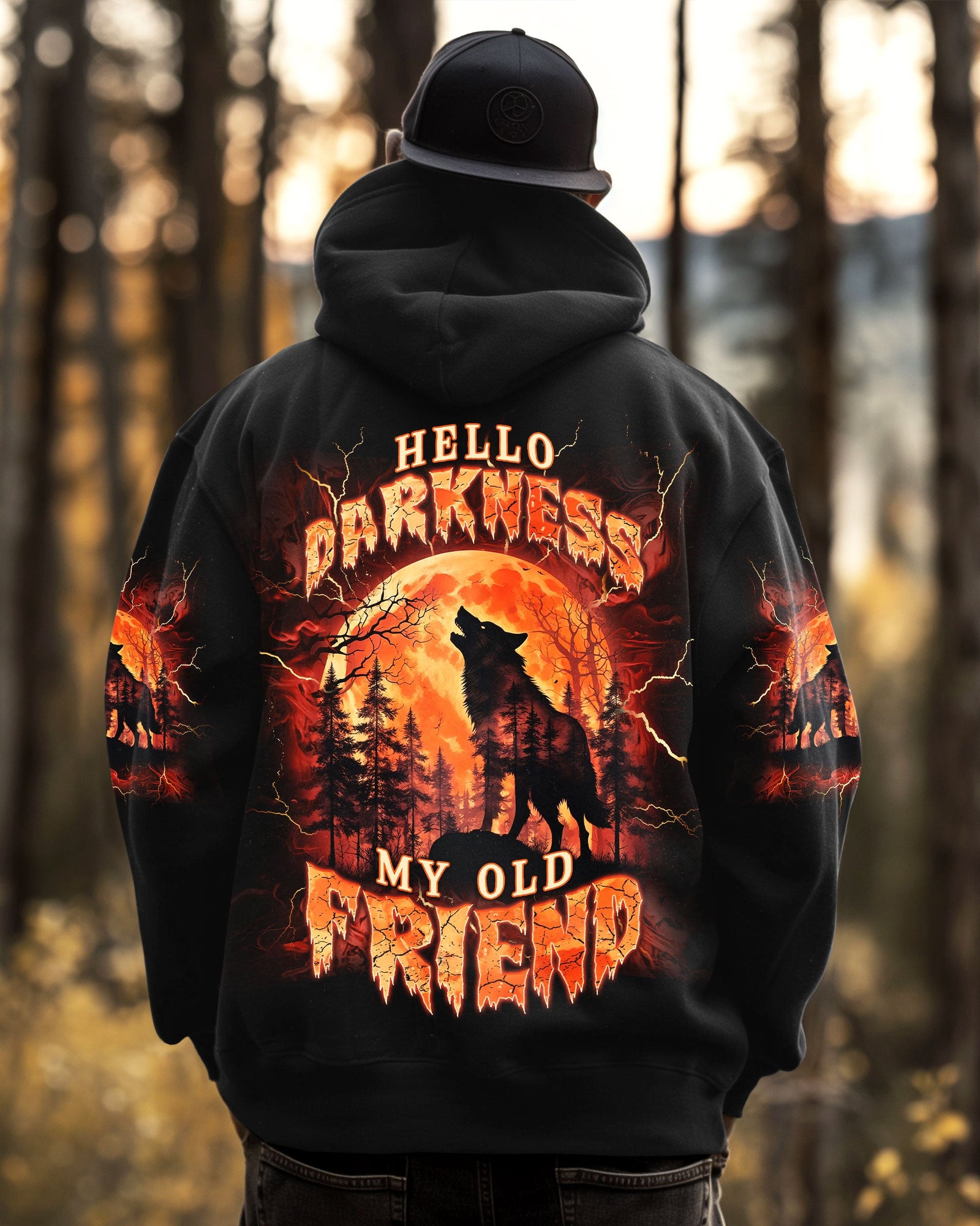 BLISSCORNERS HELLO DARKNESS MY OLD FRIEND WOLF ALL OVER PRINT