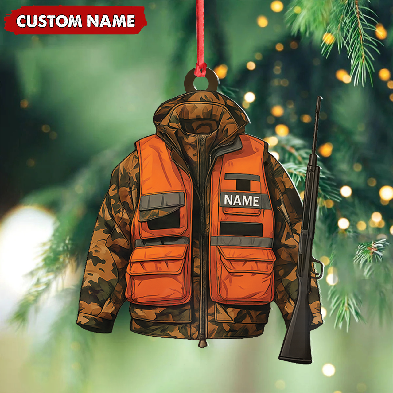 Blisscorners Personalized Hunter Ornament - Custom Camo Jacket Christmas Decoration for Men & Hunters LM0411