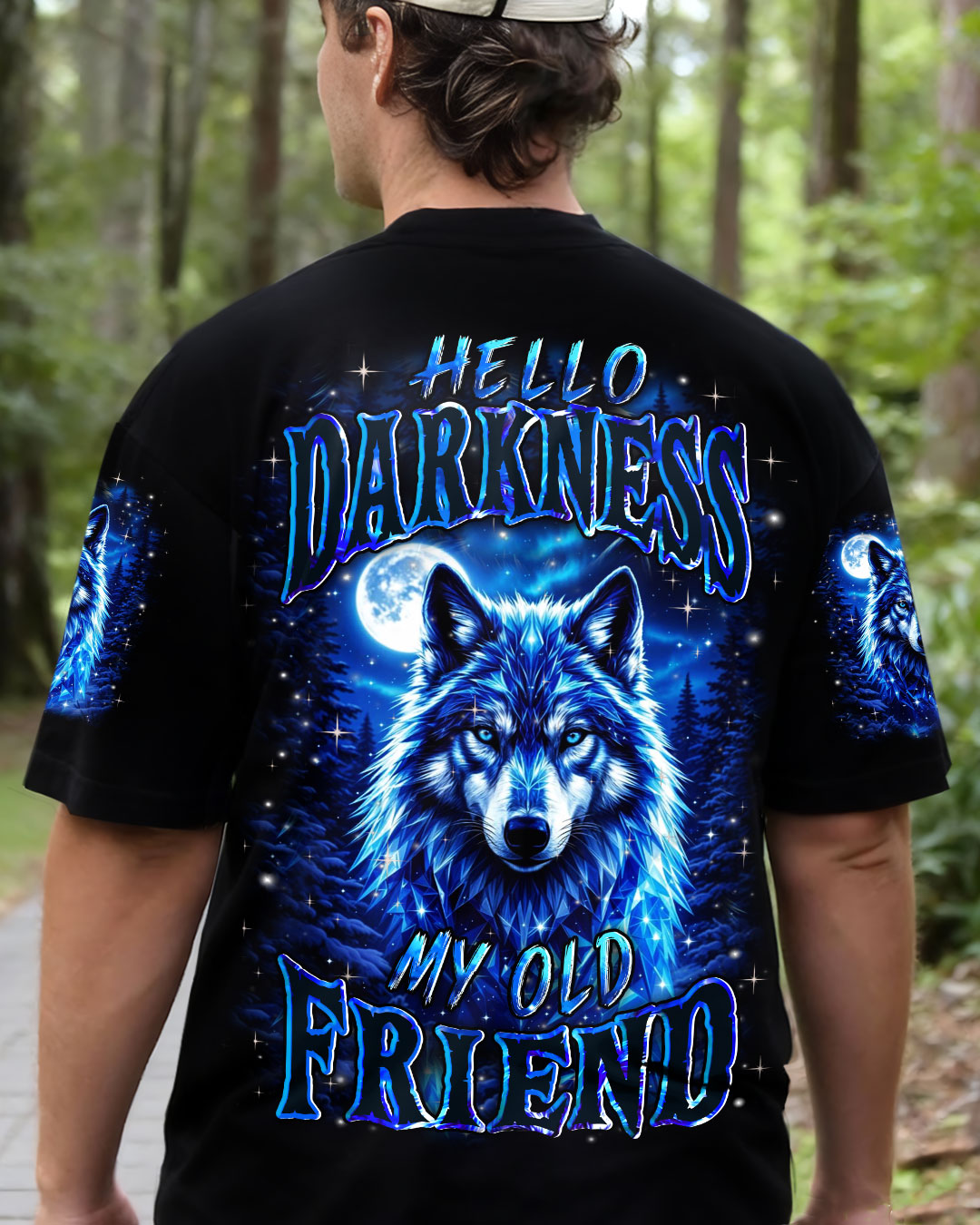 BLISSCORNERS HELLO DARKNESS MY OLD FRIEND WOLF ALL OVER PRINT