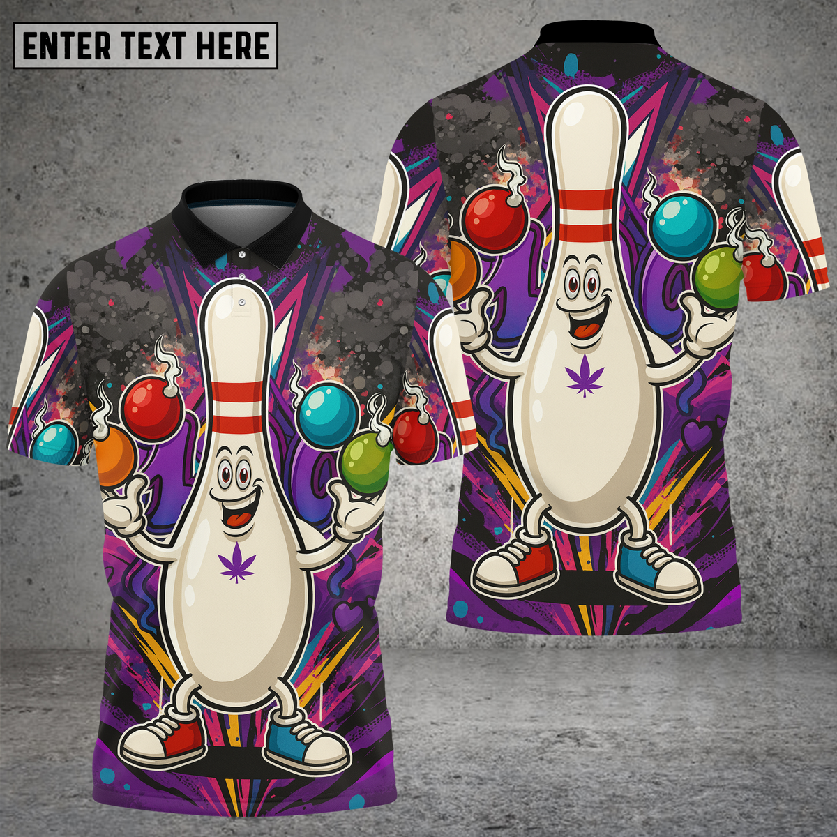 Blisscorners Bowling Pin Cartoon Juggling Bombs Multioptions Personalized Name, Team Name Unisex 3D Shirt (4 Colors)