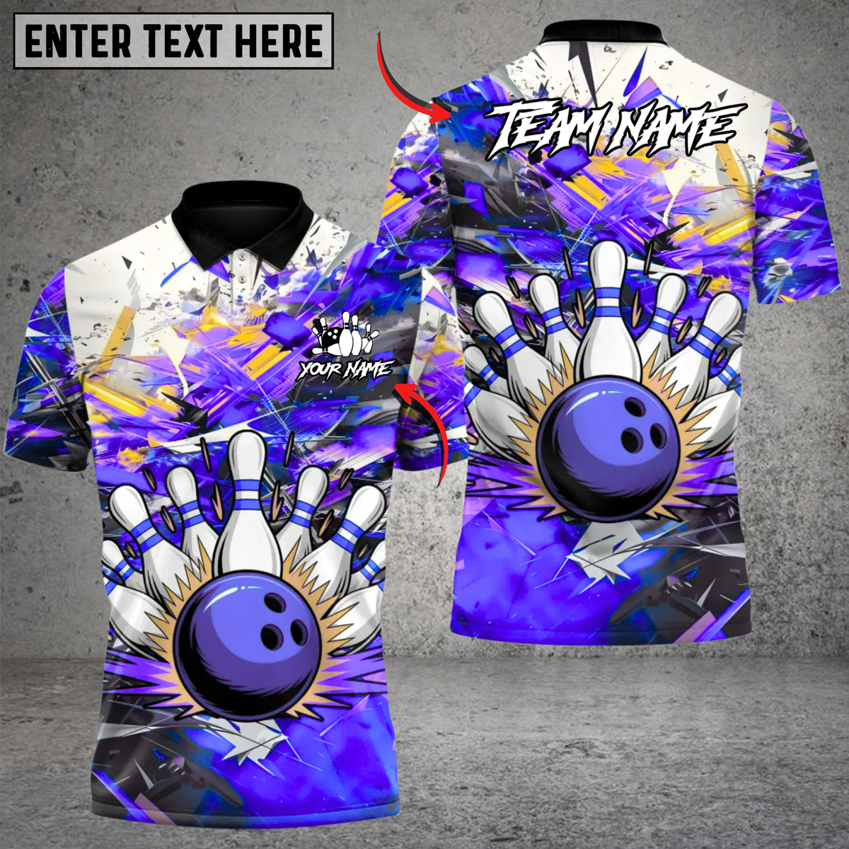 BlisscornersBowling Blast Multicolor Customized Name, Team Name 3D Shirts