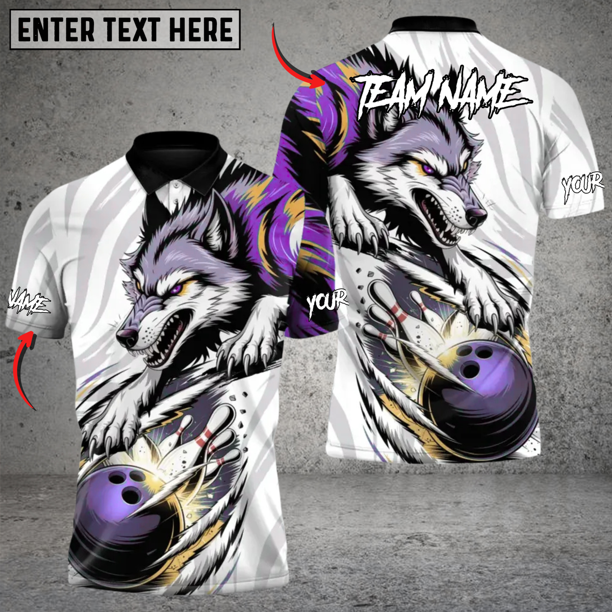Blisscorners Alpha Wolf Bowlings Strike Multicolor Customized Name, Team Name 3D Shirts
