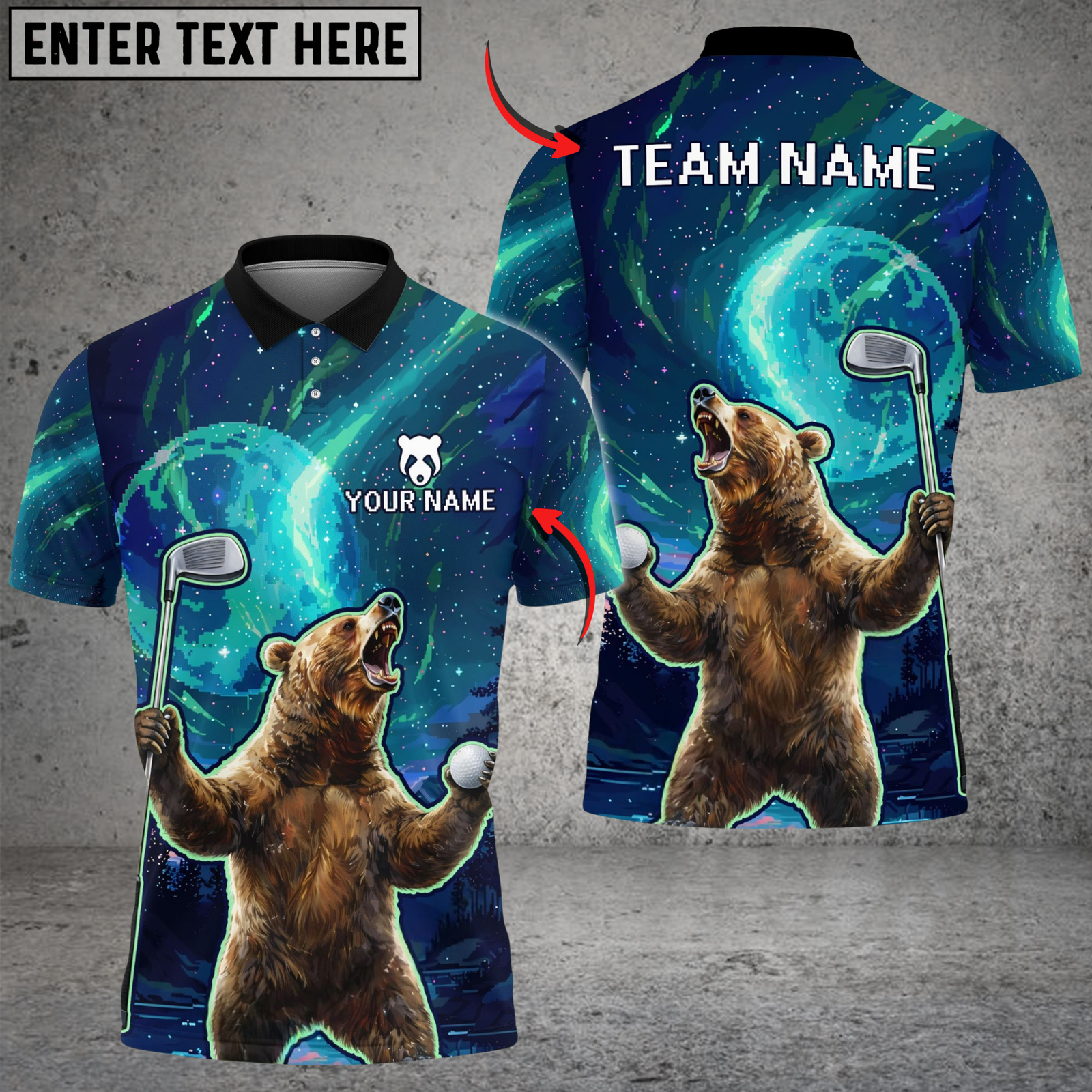 Blisscorners Savage Bear Golf Polo Shirt Customized Name, Team Name 3D Shirts