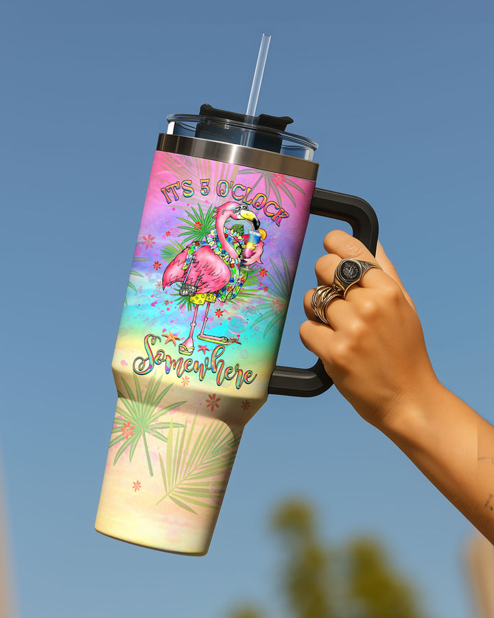 BLISSCORNERS IT'S 5 O'CLOCK SOMEWHERE FLAMINGO TUMBLER - YHHG2708254