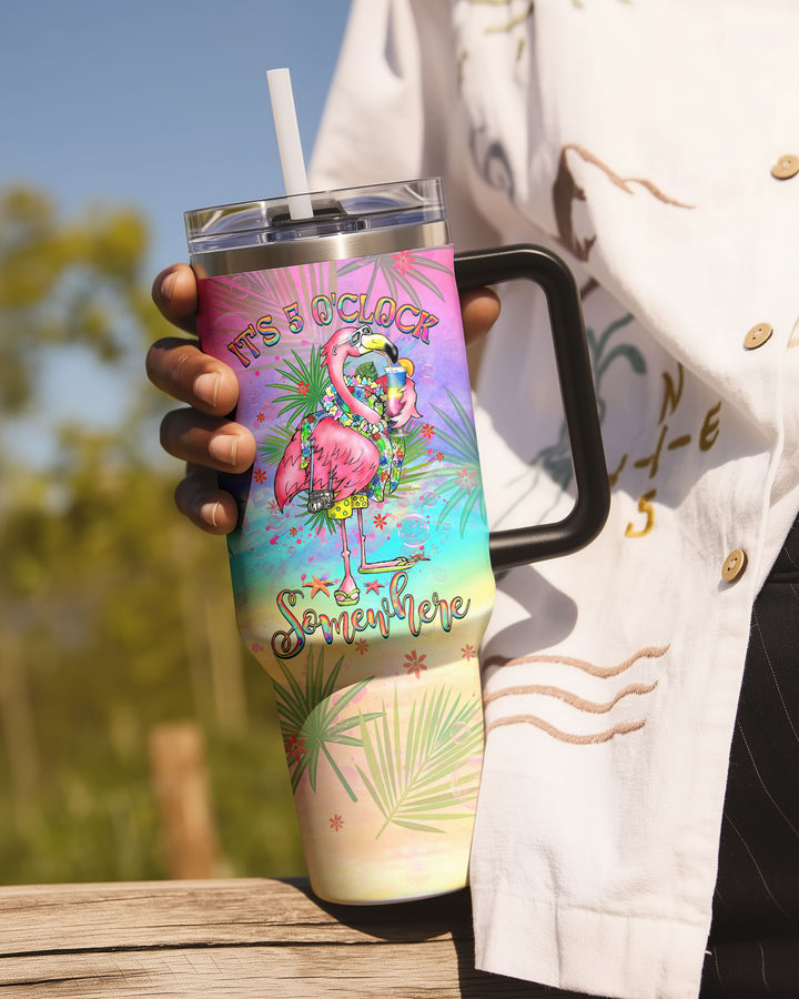 BLISSCORNERS IT'S 5 O'CLOCK SOMEWHERE FLAMINGO TUMBLER - YHHG2708254