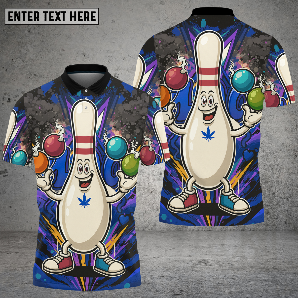 Blisscorners Bowling Pin Cartoon Juggling Bombs Multioptions Personalized Name, Team Name Unisex 3D Shirt (4 Colors)
