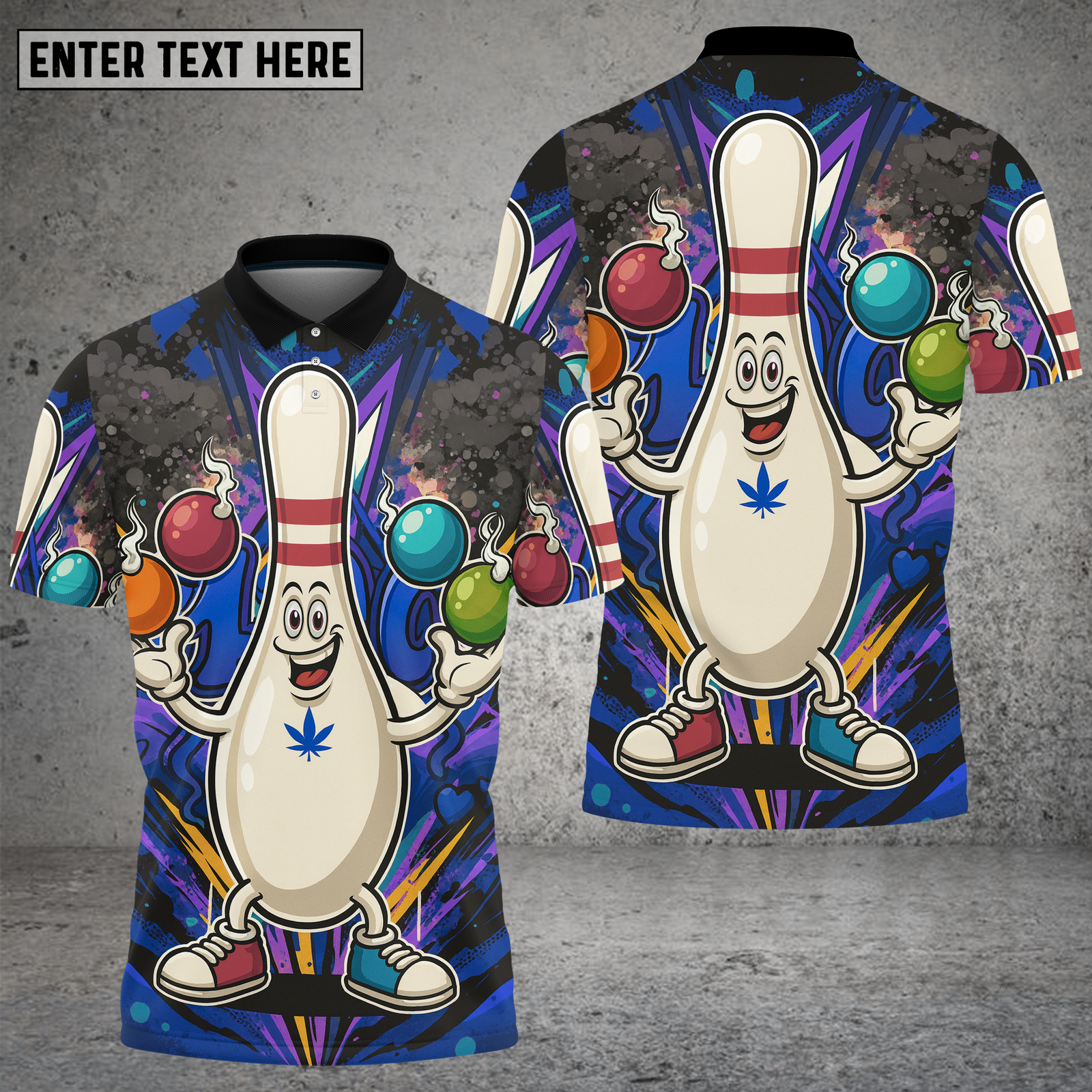 Blisscorners Bowling Pin Cartoon Juggling Bombs Multioptions Personalized Name, Team Name Unisex 3D Shirt (4 Colors)