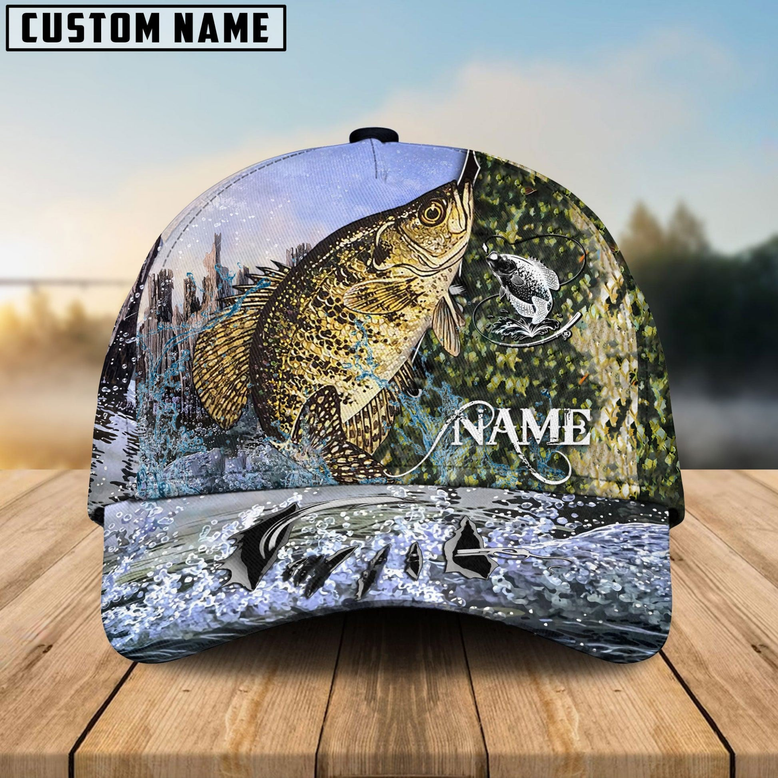 Blisscorners Crappie Fishing Clear Water Skin Customized Name 3D Cap