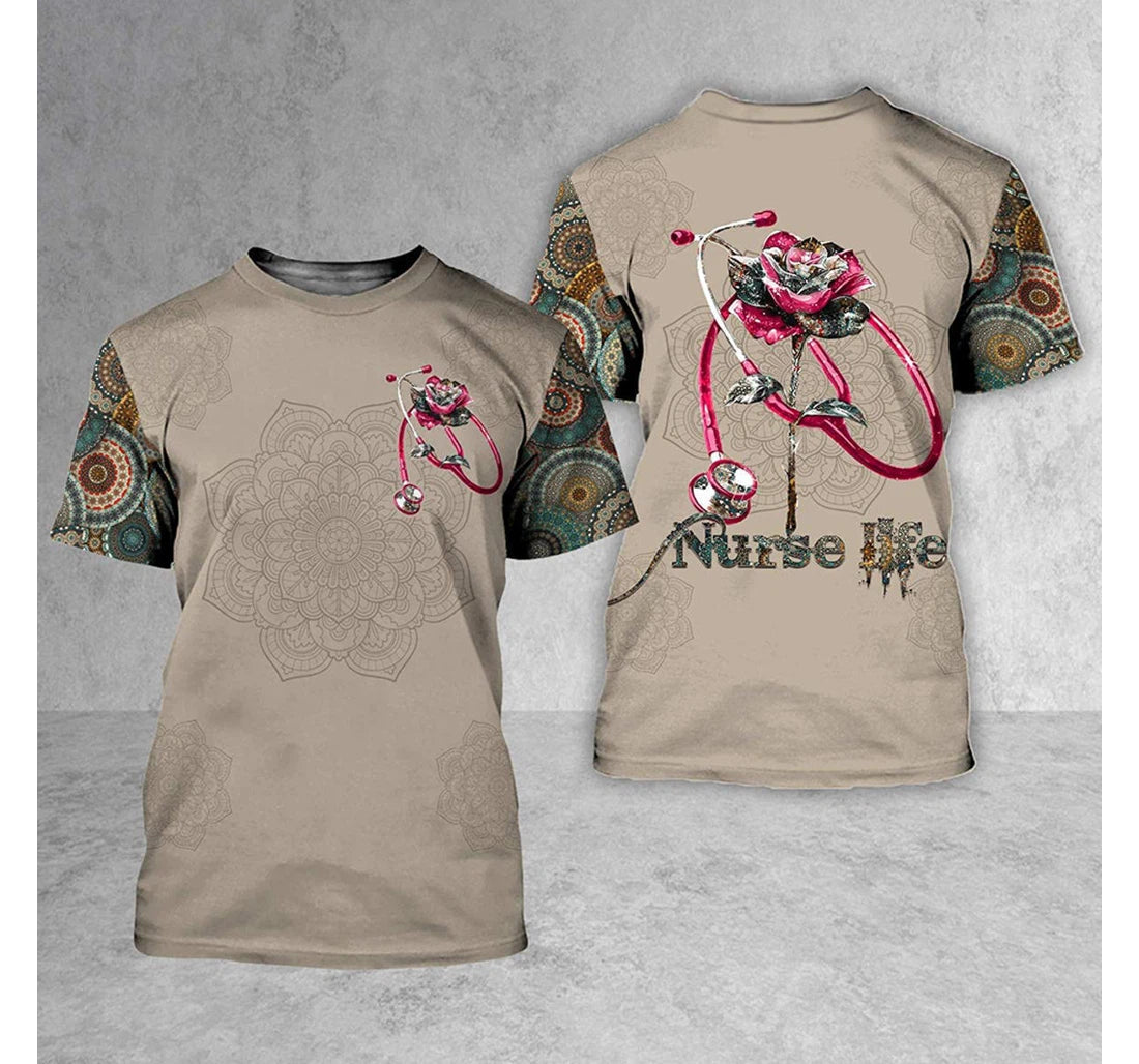 Blisscorners Personalized Nurse Life Rose Mandala Pattern 3D All Over Printed Coolspod