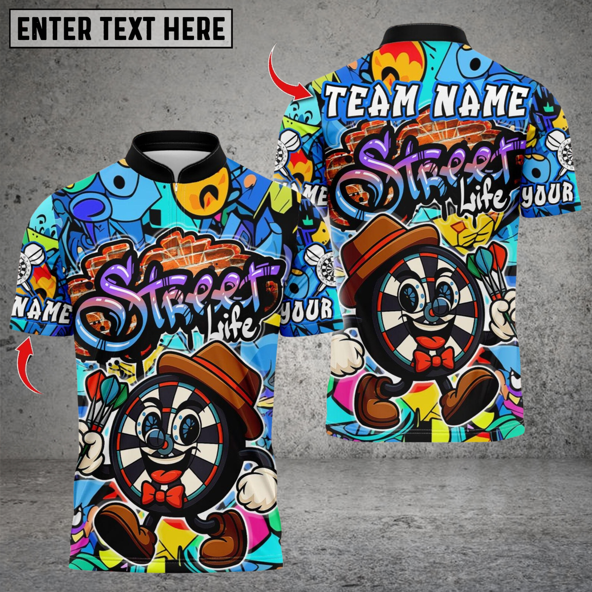 Blisscorners Darts Graffiti Mr Dartboard Multicolor Customized Name, Team Name 3D Shirts