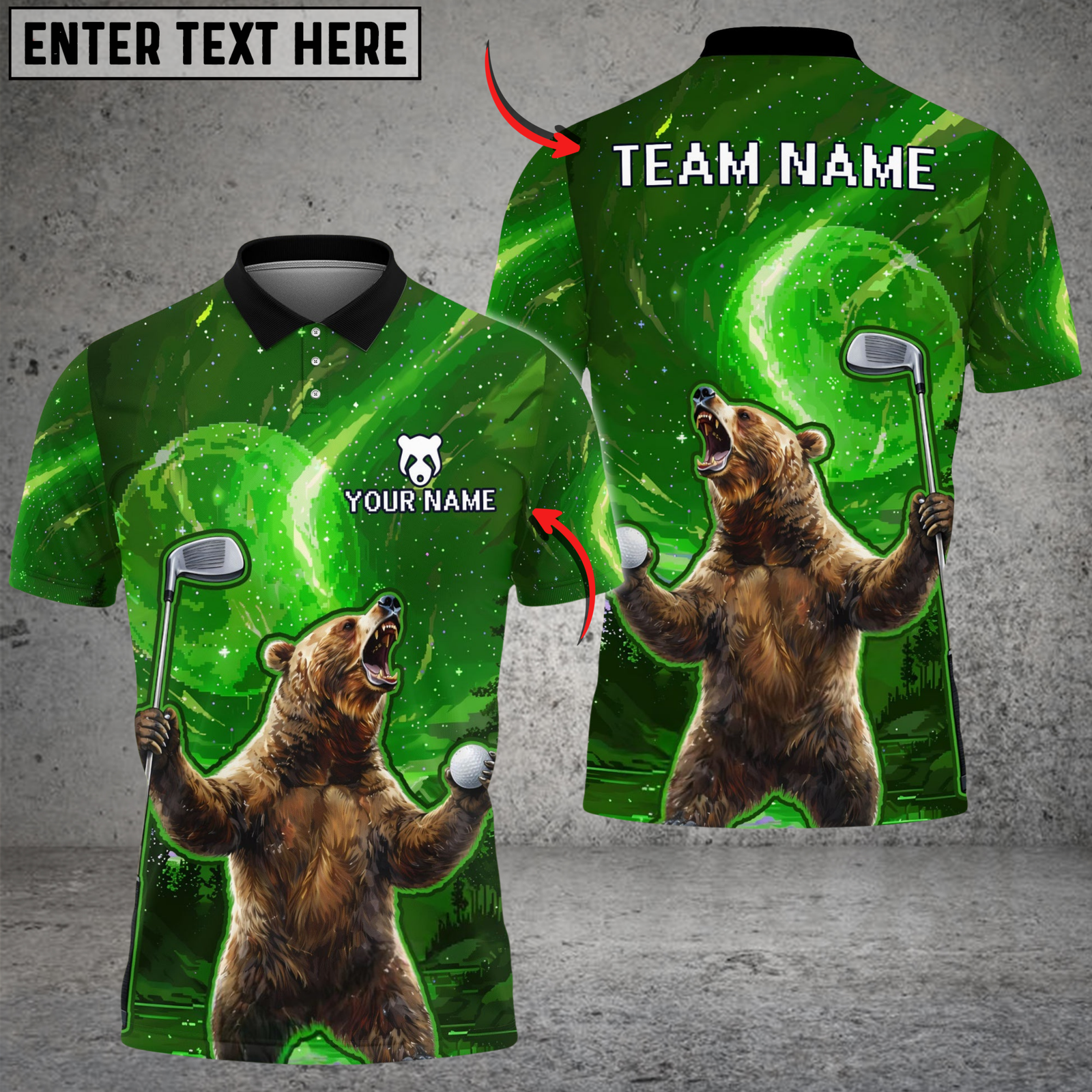 Blisscorners Savage Bear Golf Polo Shirt Customized Name, Team Name 3D Shirts