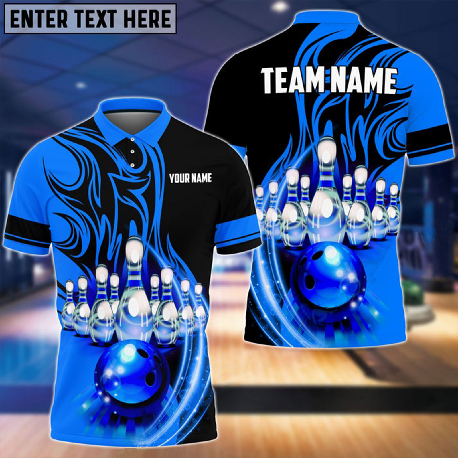 Blisscorners Flame Bowling Ball Break Pins Multicolor Option Customized Name 3D Shirt