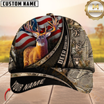 Blisscorners Hunting Deer USA Falg Camouflage Multicolor Personalized Name 3D Cap