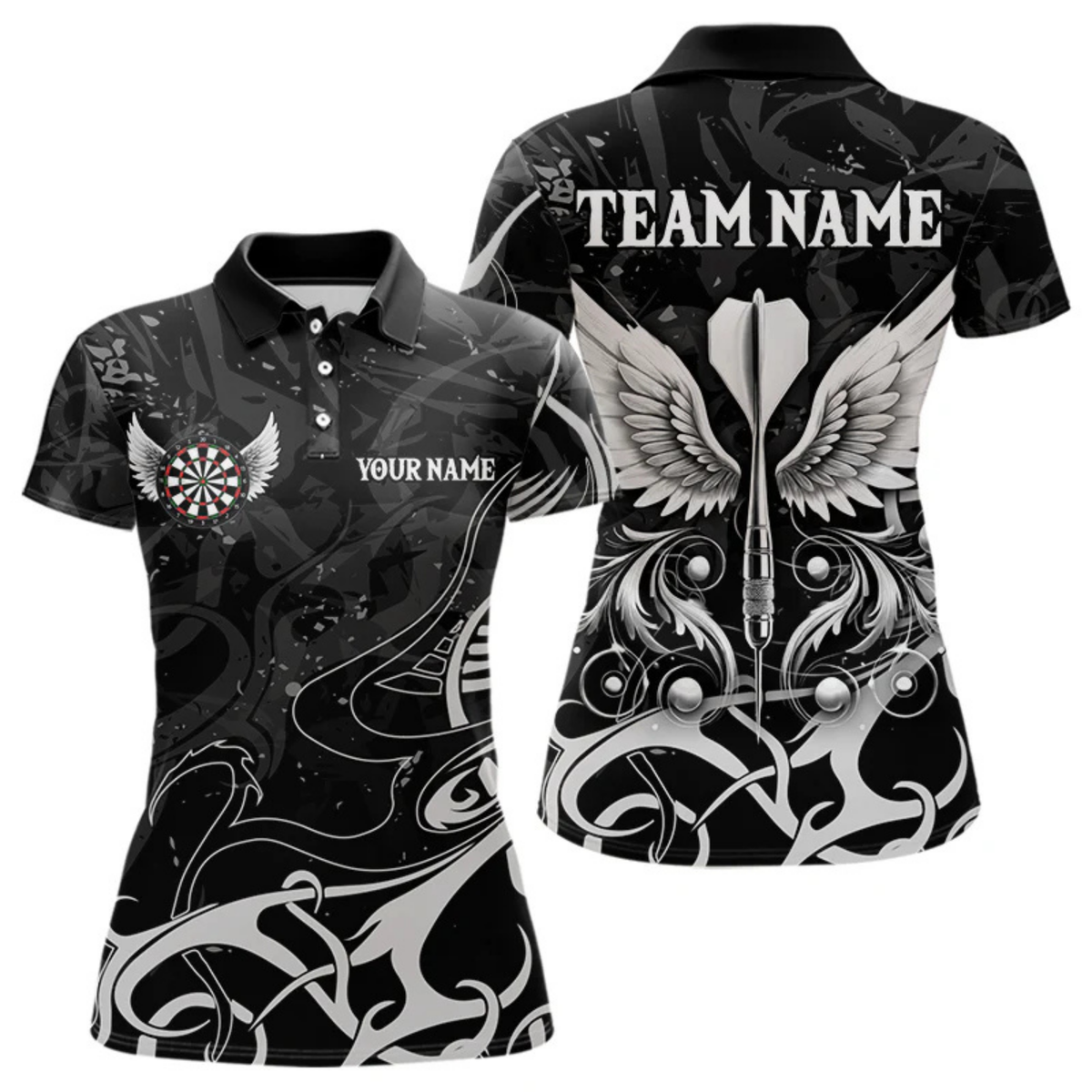Blisscorners Personalized White Black Arrow Wings Dart Shirts For Men Team Darts Jerseys LM054