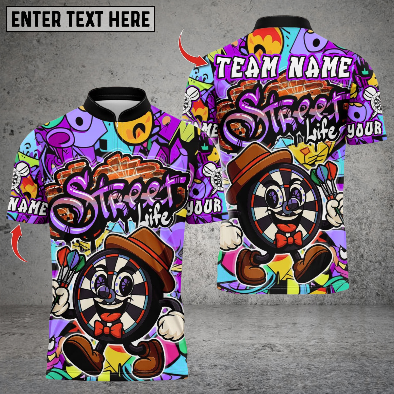 Blisscorners Darts Graffiti Mr Dartboard Multicolor Customized Name, Team Name 3D Shirts