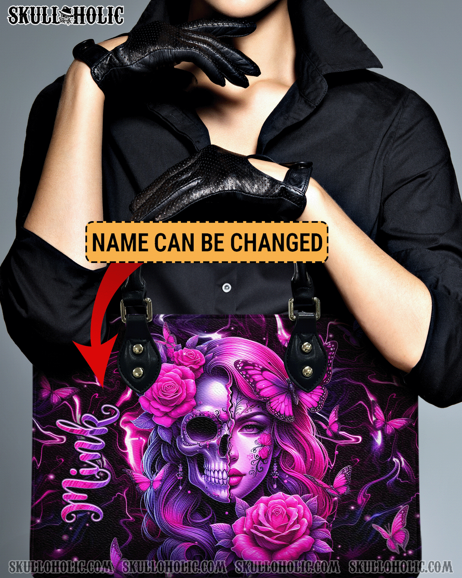 BLISSCORNERS SKULL LADY LEATHER HANDBAG