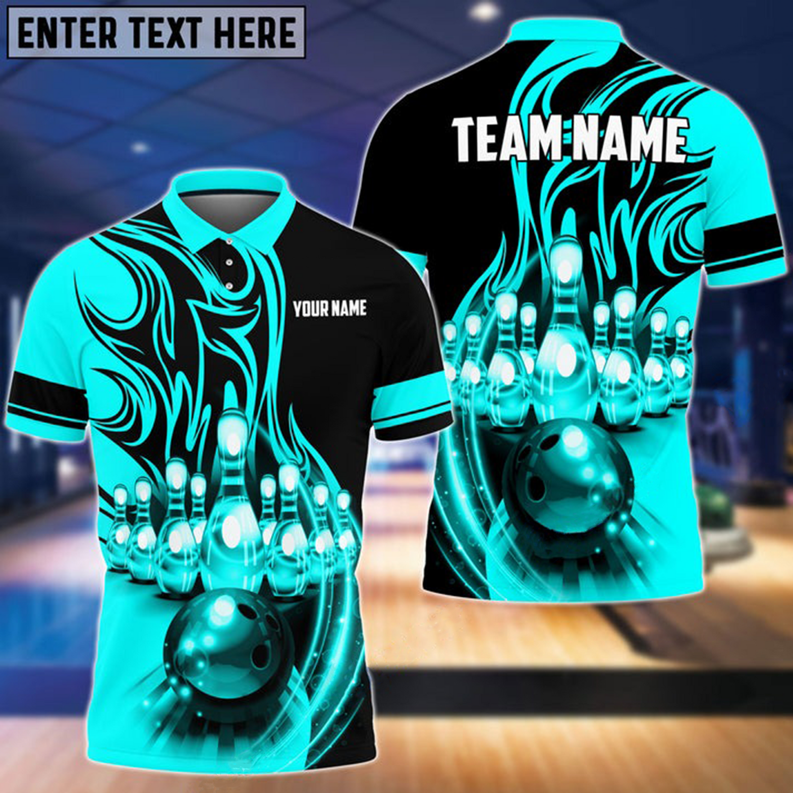 Blisscorners Flame Bowling Ball Break Pins Multicolor Option Customized Name 3D Shirt