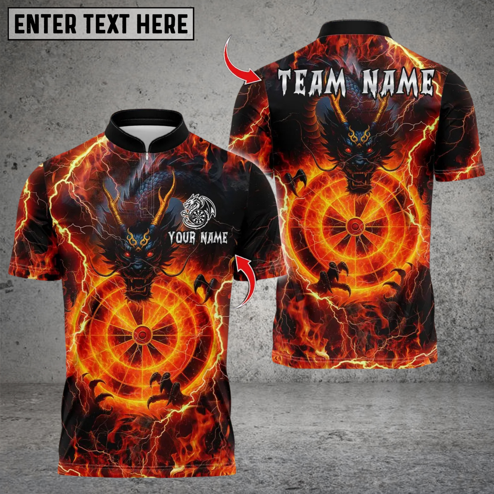 Blisscorners Darts Thunder Lightning Dragon With Dartboard Multicolor Customized Name, Team Name 3D Shirts