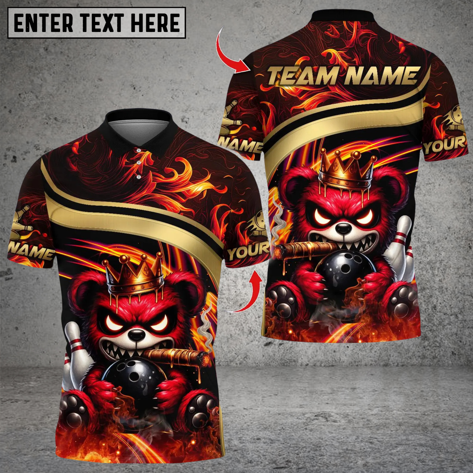 Blisscorners Graffiti Gangster Bear With Bowling Multicolor Customized Name, Team Name 3D Shirts