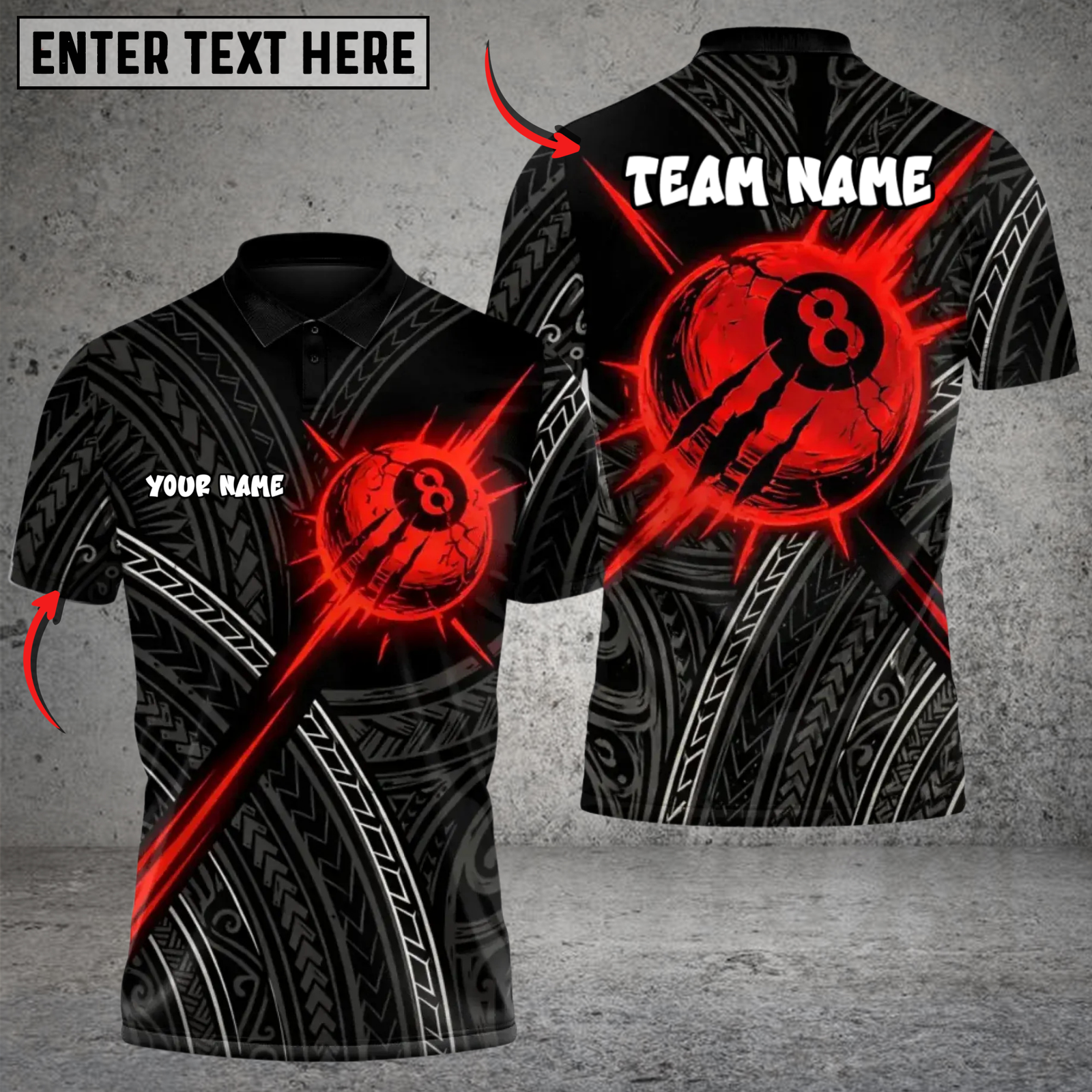 Blisscorners Billiards Bloodcore 8 Strike Multicolor Customized Name, Team Name 3D Shirt