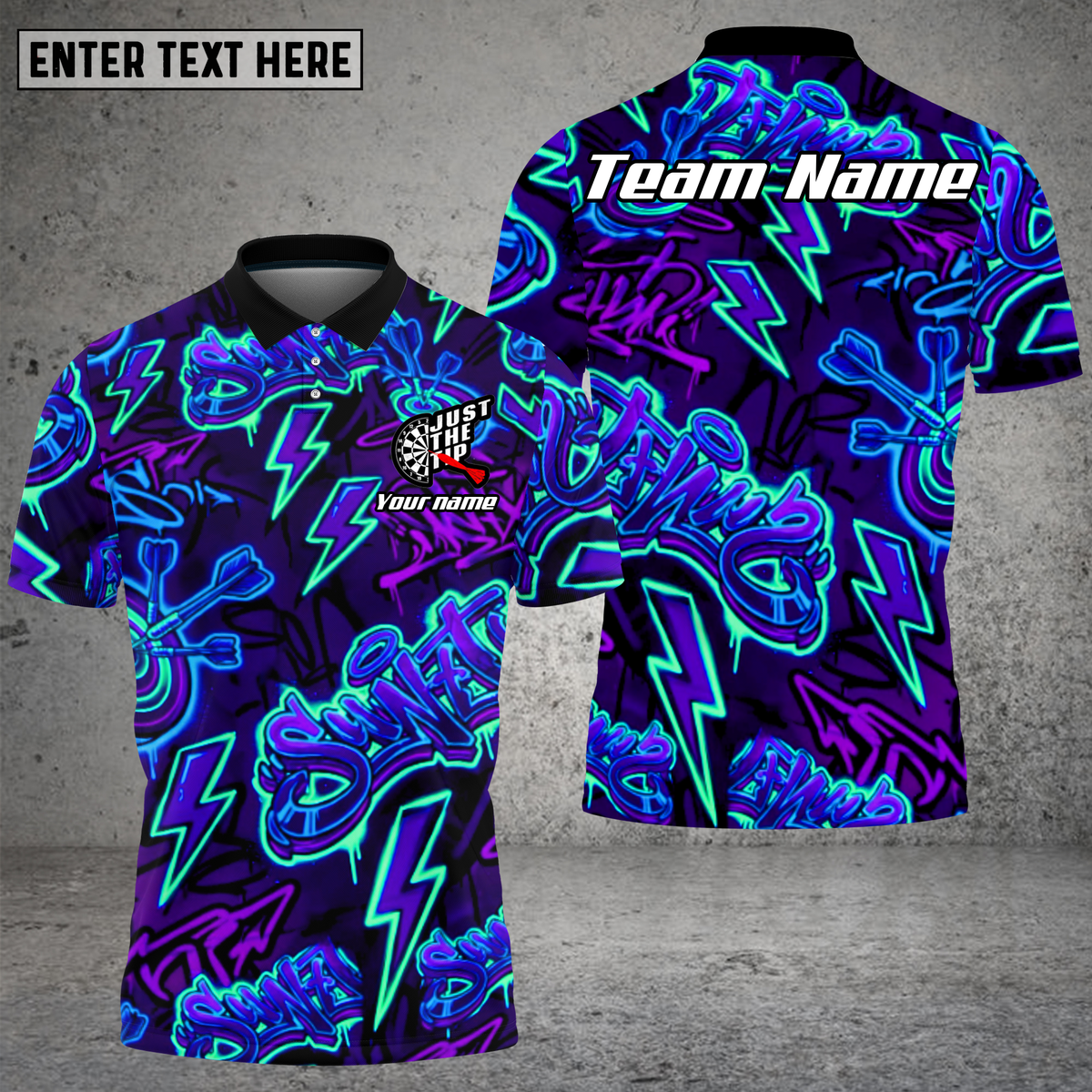 Blisscorners Graffiti Dart Shirt Neon Lightning Style Multioptions Personalized Name, Team Name Unisex 3D Shirt (4 Colors)