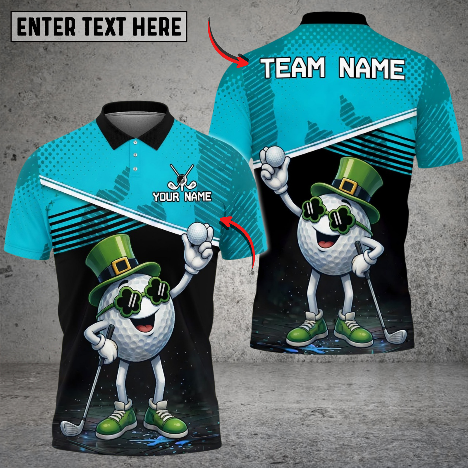 Blisscorners Shamrock Swing Golf Polo Customized Name, Team Name 3D Shirts (4 Colors)