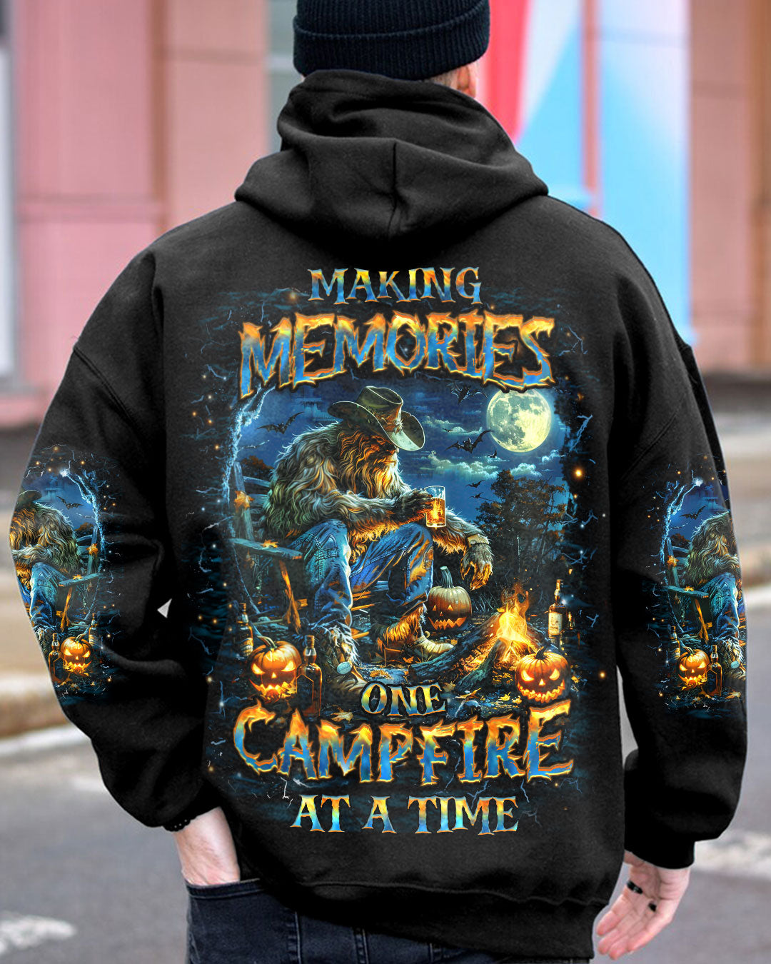 BLISSCORNERS MAKING MEMORIES ONE CAMPFIRE BIGFOOT HALLOWEEN ALL OVER PRINT