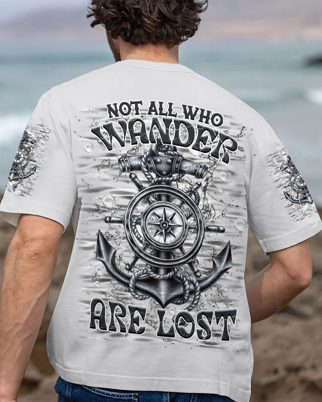 BLISSCORNERS NOT ALL WHO WANDER ARE LOST ANCHOR COMPASS ALL OVER PRINT