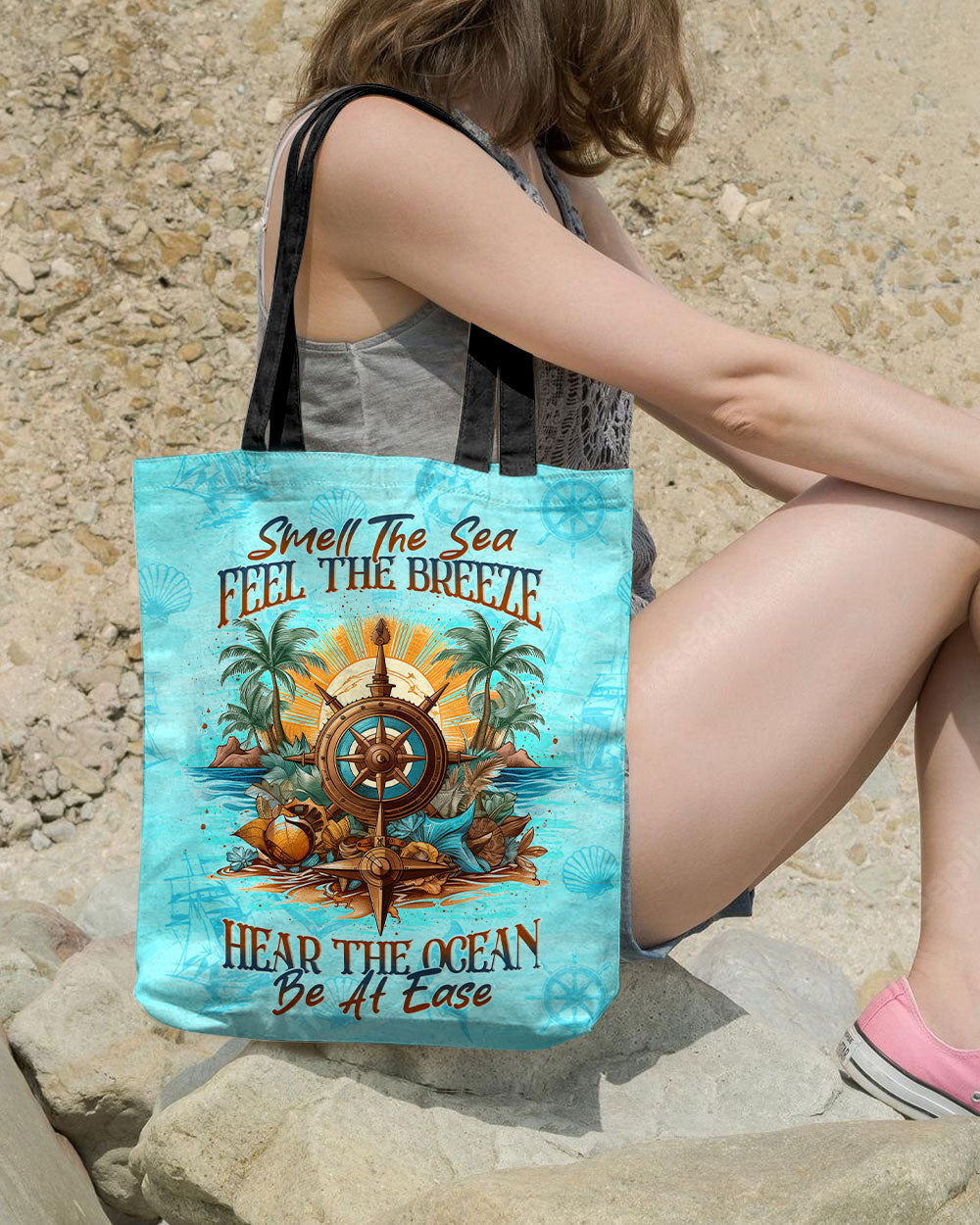 BLISSCORNERS SMELL THE SEA FEEL THE BREEZE TOTE BAG